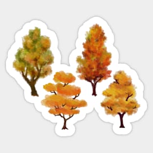 Autumn Trees Hand Painted Sticker